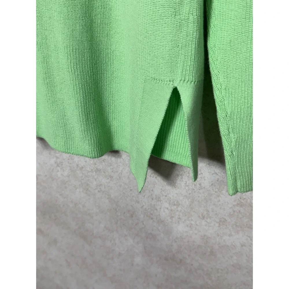 Talbots Cardigan‎ Womens Petite Large Green V-Neck Ribbed Cotton Blend NWT
